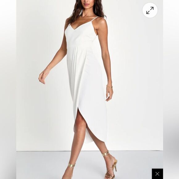 Lulu’s Reinette White Strapless Tulip Midi Dress | S - Picture 2 of 10